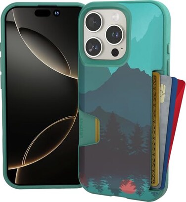 Smartish iPhone 16 Pro Wallet Case Wallet Slayer Vol 1 Slim Protective Credit Card Holder Drop Tested Hidden Credit Card Slot Cover for Apple iPhone 16 Pro Moving Mountains
