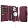 Antsturdy Compatible with Magsafe Magnetic 2 in 1 Detachable iPhone 16 Pro Wallet Case with Credit Card Holder SlotsPU Leather RFID Blocking Phone Cover Wrist Strap Zipper Women MenWine Red