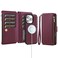 Antsturdy Compatible with Magsafe Magnetic 2 in 1 Detachable iPhone 16 Pro Wallet Case with Credit Card Holder SlotsPU Leather RFID Blocking Phone Cover Wrist Strap Zipper Women MenWine Red