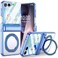 SQMCase Designed for Z Flip 7 Case ClearCompatible with MagSafe Builtin Kickstand Screen Protector Hinge Protection Slim Protective Phone Case Plating Cover for Samsung Galaxy Z Flip 7 Blue
