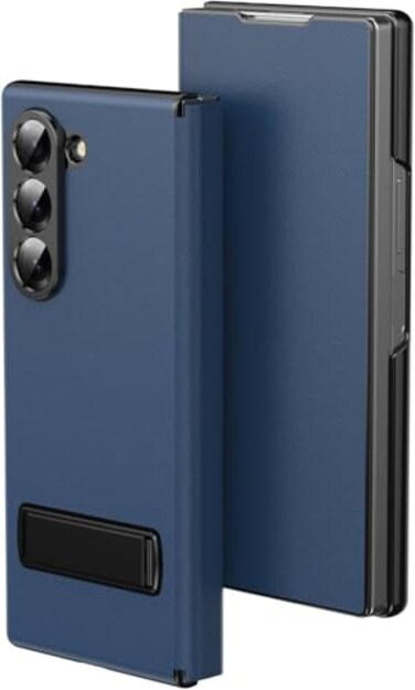 XIMAND for Samsung Galaxy Z Fold 7 Magnetic Flip Folding Case MultiAngle Bracket High Classy Luxurious Business Leather Full Body Hinge Protective Slim Cover