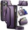 Strapurs Wallet Case Compatible with iPhone 16 Pro Max 69 RFID Blocking 10Card Holder Soft PU Leather Magnetic Snap Shoulder Strap Zipper Pocket Phone Case Fit for iPhone 16 Pro Max Purple
