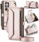 Strapurs Wallet Case Compatible with Samsung Galaxy S25 Ultra 5G RFID Blocking 10Card Holder Soft PU Leather Magnetic Snap Strap Zipper Pocket Phone Case Fit for Galaxy S25 Ultra Rose Gold