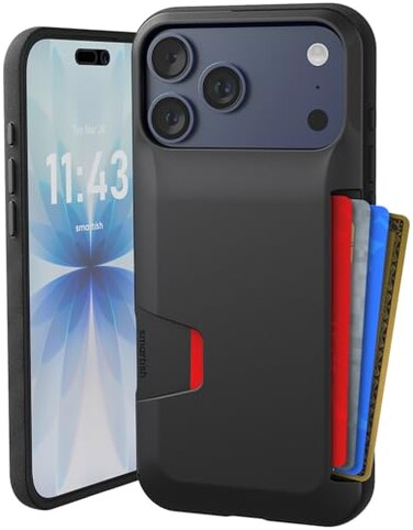Smartish iPhone 17 Pro Max Wallet Case Wallet Slayer Vol 1 Slim Protective Credit Card Holder Drop Tested Hidden Credit Card Slot Cover for Apple iPhone 17 Pro Max Black Tie Affair