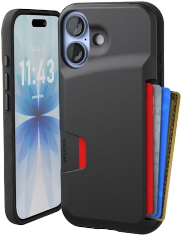 Smartish iPhone 17 Wallet Case Wallet Slayer Vol 1 Slim Protective Credit Card Holder Drop Tested Hidden Credit Card Slot Cover for Apple iPhone 17 Black Tie Affair