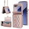 XIMAND for Samsung Galaxy Z Flip 6 Accordion Crossbody Wallet Case 4 Card Slots RFID Blocking and Adjustable Strap Stylish and Versatile Accessory for The Modern Chic Woman Rose Gold