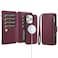 Antsturdy Compatible with Magsafe Magnetic 2 in 1 Detachable iPhone 16 Pro Max Wallet Case with Credit Card Holder SlotsPU Leather RFID Blocking Phone Cover Wrist Strap Zipper Women MenWine Red
