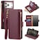 Antsturdy Compatible with iPhone 17 Pro Max Wallet Case WomenRFID Blocking PU Leather Phone Case Men Kickstand Flip Cover Wrist Strap Zipper Credit Card Holder Slots for Apple 17 Pro MaxWine Red