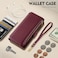 Antsturdy Compatible with iPhone 17 Pro Max Wallet Case WomenRFID Blocking PU Leather Phone Case Men Kickstand Flip Cover Wrist Strap Zipper Credit Card Holder Slots for Apple 17 Pro MaxWine Red