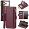 Antsturdy Compatible with iPhone 17 Pro Max Wallet Case WomenRFID Blocking PU Leather Phone Case Men Kickstand Flip Cover Wrist Strap Zipper Credit Card Holder Slots for Apple 17 Pro MaxWine Red