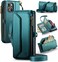 Strapurs Wallet Case Compatible with iPhone 13 RFID Blocking 7Card Holder Soft PU Leather Magnetic Snap Shoulder Strap Zipper Pocket Phone Case Fit for iPhone 13 for Women 61 Blue Green