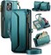 Strapurs Wallet Case Compatible with iPhone 13 RFID Blocking 7Card Holder Soft PU Leather Magnetic Snap Shoulder Strap Zipper Pocket Phone Case Fit for iPhone 13 for Women 61 Blue Green