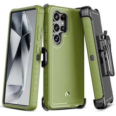 M MYBAT PRO Maverick Series for Samsung Galaxy S25 Ultra Case with Belt Clip Holster 69 inch Heavy Duty Military Grade Drop Protective Case w 360 Rotating Stand No Screen Protector Army Green