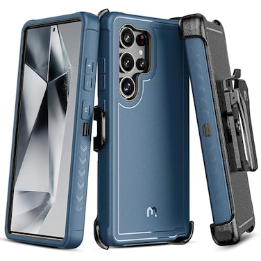 M MYBAT PRO Maverick Series for Samsung Galaxy S25 Ultra Case with Belt Clip Holster 69 inch Heavy Duty Military Grade Drop Protective Case w 360 Rotating Stand No Screen Protector Blue