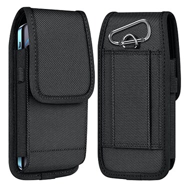 ykooe Cell Phone Pouch Nylon Belt Holster Case Compatible with iPhone 17 16 15 14 13 12 11 Pro Models Samsung Galaxy S20 S21 S22 S23 S24 S25 BlackL