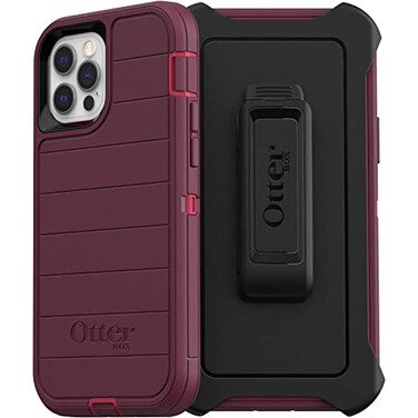 OtterBox Defender Series Case for iPhone 12 iPhone 12 Pro Only Holster Clip Included Microbial Defense Protection Retail Packaging Berry Potion Raspberry WineBoysenberry