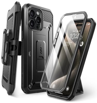 SUPCASE for iPhone 15 Pro Max Case with Screen Protector Unicorn Beetle Pro Builtin Stand BeltClip MilitaryGrade Protection Full Body Heavy Duty Phone Case for iPhone 15 Pro Max Black