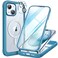 Miracase Glass Series for iPhone 15 Case Compatible with MagSafe FullBody Magnetic Bumper Case with Builtin 9H Tempered Glass AntiFingerprint Screen Protector Camera Lens Protector Sea Blue