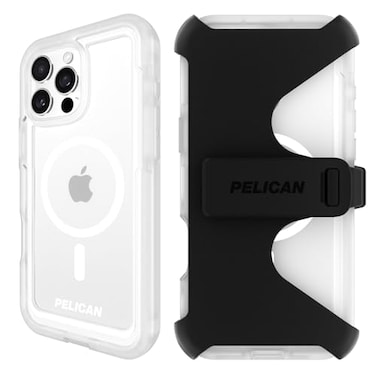 Pelican Voyager iPhone 16 Pro Max Case Compatible with MagSafe Rugged Phone Case w 18ft MilitaryGrade Drop Protection Heavy Duty Phone Cover wBelt Clip Holster for iPhone 16 Pro Max Clear