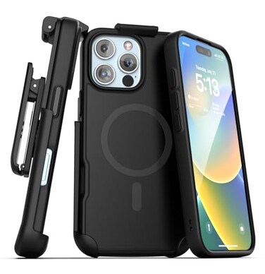 Encased SlimShield for iPhone 16 Pro Max Belt Clip Case with Phone Holster Compatible with MagSafe Matte Black iPhone 16 Pro Max