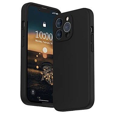 SURPHY Case for iPhone 13 Pro Case with Screen Protector 13 Pro Liquid Silicone Phone Cases Camera Protection Soft Microfiber Lining Black