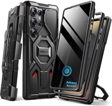 TONGATE Magnetic Stand for Samsung Galaxy S25 Ultra Case with Privacy Screen Protector Compatible with Magsafe Military Drop Protection S25 Ultra Case with Camera Cover Belt Clip Black 69