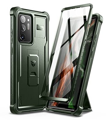 Dexnor for Samsung Galaxy Note 20 Ultra 5G Case Built in Screen Protector and Kickstand Heavy Duty Military Grade Protection Shockproof Protective Cover for Samsung Galaxy Note 20 Ultra Army Green