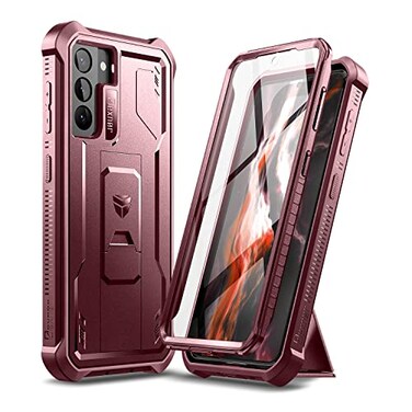 Dexnor for Samsung Galaxy S21 Case Built in Screen Protector and Kickstand Heavy Duty Military Grade Protection Shockproof Protective Cover for Samsung Galaxy S21 5G 62 inch Maroon Red