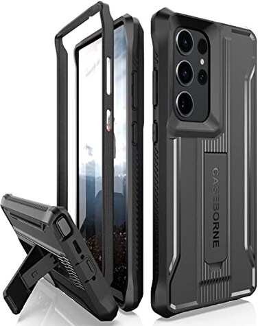 CaseBorne V Designed for Samsung Galaxy S23 Ultra 5G Case Formerly ArmadilloTek Ultimate Protection Tech FullBody MultiLayer Rugged Kickstand Protective Case Screenless Black