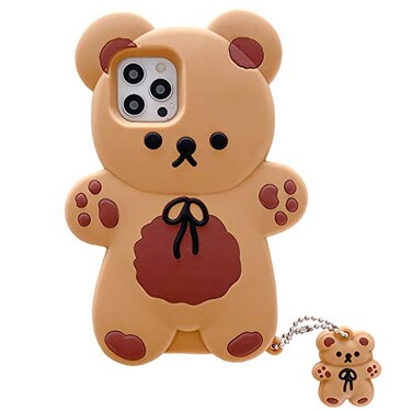 Yatchen Bear Case Compatible with iPhone 13 Pro MaxKawaii Phone Cases Cute 3D Cartoon Teddy Bear with Keychain Women Girls Soft Silicone Shockproof Cover for iPhone 13 Pro Max