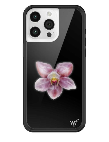 Wildflower Cases Compatible with iPhone 15 Pro Max Protective Black Bumper 65ft Drop Test Women Owned Small Business Floral Black Purple Minimalist Cute Trendy Orchid