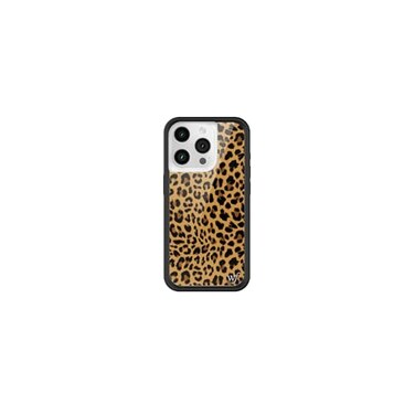 Wildflower Cases Compatible with iPhone 15 Pro Protective Black Bumper 65ft Drop Test Women Owned Small Business Leopard Animal Brown Spots Cute Trendy Meow