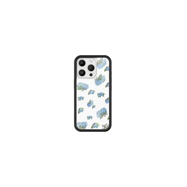 Wildflower Cases Compatible with iPhone 16 Pro Protective Black Bumper 65ft Drop Test Women Owned Small Business Floral Blue White Dainty Cute Trendy Moonlight Rose
