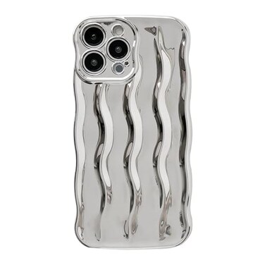 Caseative for iPhone 13 Pro Max CaseWater Ripple Pattern Curly Wave Frame Soft Phone Case Silver