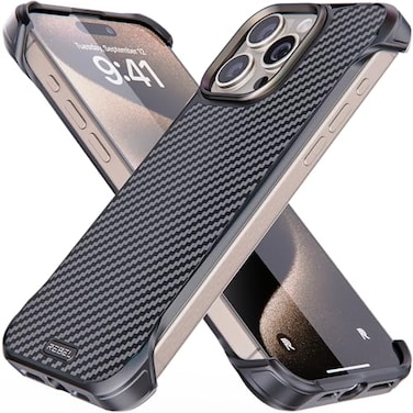 REBEL Case for iPhone 15 Pro Max Flex Series Exposed Sides for Comfort Aramid Fiber Strong MagSafe Compatible Shockproof Metal Lens Protective Frameless Design 67 Inch Phone 2023 Flex