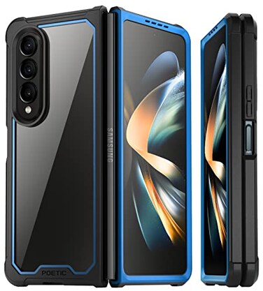 Poetic Guardian Case Compatible with Galaxy Z Fold 4 76 inchMilGrade Protection UltraThin FullBody Hybrid Shockproof Protective Rugged Clear Cover with Builtin Screen Protector BlueClear