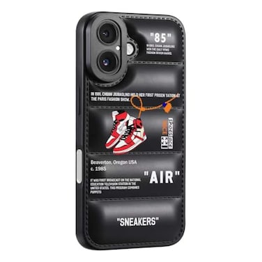 CHBSHENG Cool Phone Case for iPhone 16 Case for Boys Men Street Design Aesthetic Shockproof Basketball Sneaker Sports Designer Cases Compatible with iPhone 16 Black