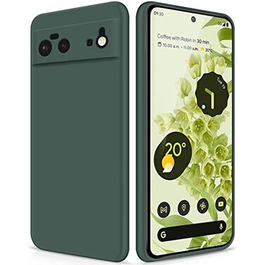 GiiYoon Silicone Case Compatible with Google Pixel 6 Full Body Silky Soft Touch Phone Case with Camera Protection Shockproof Cover with Microfiber Lining Green