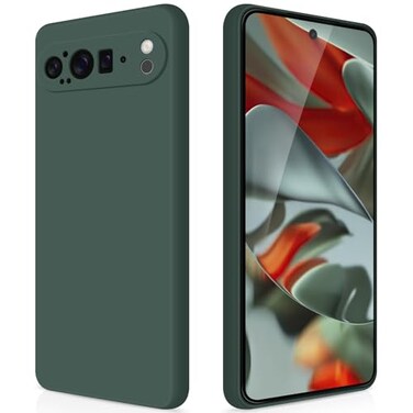 GiiYoon Silicone Case Compatible with Google Pixel 9 Pro XL Full Body Silky Soft Touch Phone Case with Camera Protection Shockproof Cover with Microfiber Lining Green