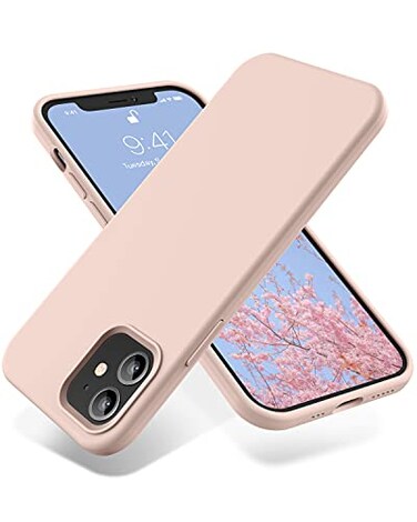 OTOFLY iPhone 12 Case 61 inch Premium Soft Liquid Silicone Rubber FullBody Protective Bumper Pink