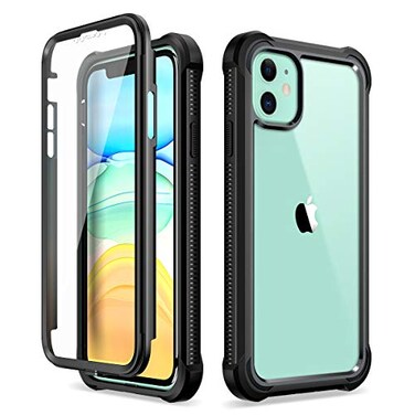 Dexnor iPhone 11 Case with Screen Protector Clear Rugged 360 Full Body Protective Shockproof Hard Back Defender Dual Layer Heavy Duty Bumper Cover Case for iPhone 11 61 Black