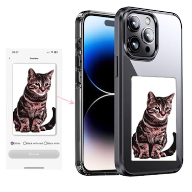 KSOPUERT Ink Phone Case Compatible with iPhone 14 PRO 61 Inch Supports DIY Display Image Protective Case AntiScratch Black