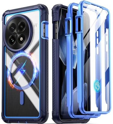 Poetic Guardian Case for OnePlus 13 5G Builtin Screen Protector Work with Fingerprint ID 2 Front Frame Full Body Shockproof Rugged Clear Cover Case BlueClear