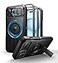 Dexnor for iPhone 15 Case with Slide Camera Cover Adjustable Kickstand Builtin Screen Protector Magnetic Rugged Shockproof Bumper Cases HeavyDuty Magnetic Protective CoverBlack