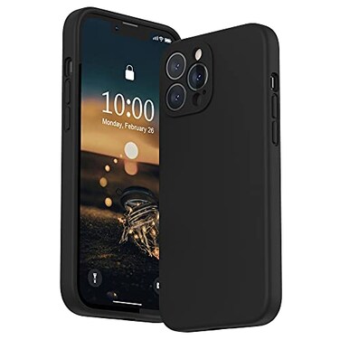 SURPHY Compatible with iPhone 13 Pro Max Case with Screen Protector Camera Protection Soft Microfiber Lining Liquid Silicone Phone Case 67 inch 2021 Black