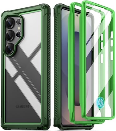 Poetic Guardian Case for Samsung Galaxy S25 Ultra 5G 69 2025 20 FT MilGrade Drop Tested Builtin Screen Protector Work with Fingerprint ID Full Body Rugged Shockproof Case GreenClear