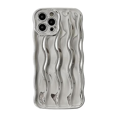 Caseative for iPhone 12 Pro Max CaseWater Ripple Pattern Curly Wave Frame Soft Phone Case Silver
