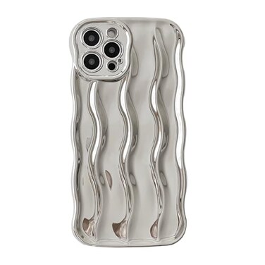 Caseative for iPhone 12 Pro CaseWater Ripple Pattern Curly Wave Frame Soft Phone Case Silver