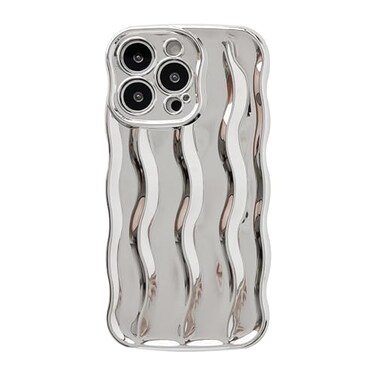 Caseative for iPhone 13 Pro CaseWater Ripple Pattern Curly Wave Frame Soft Phone Case Silver