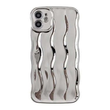 Caseative for iPhone 11 CaseWater Ripple Pattern Curly Wave Frame Soft Phone Case Silver